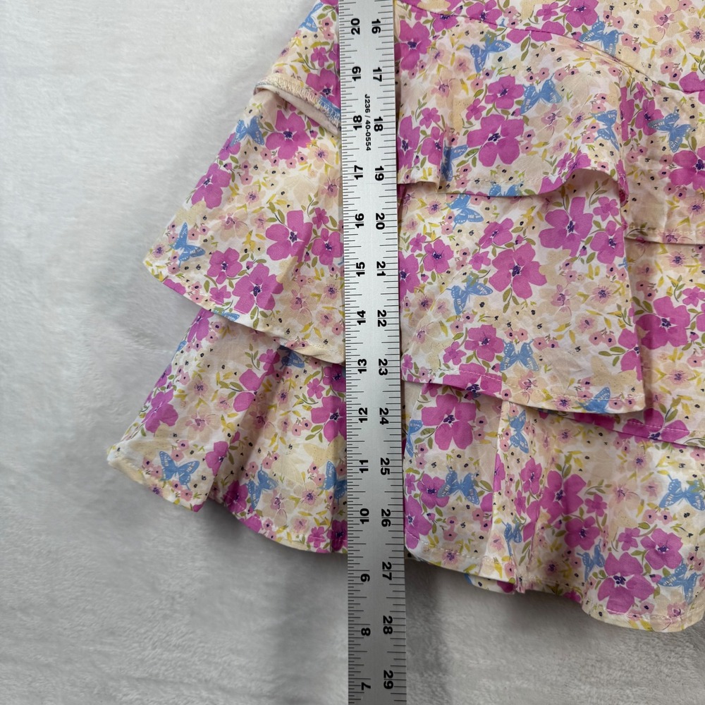 Thats So‎ Fetch Meadow Dress Pink Floral Butterfly Tiered Ruffle Mini US 4 - Picture 6 of 10